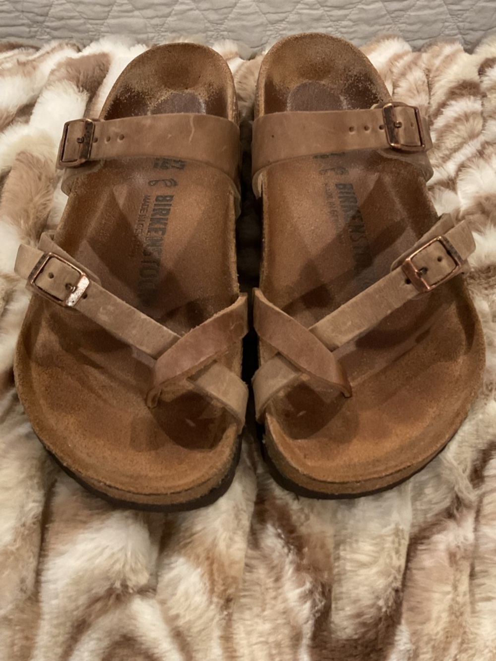 BIRKENSTOCK Tobacco Brown Oiled Leather MAYARI Sandals 37 37R